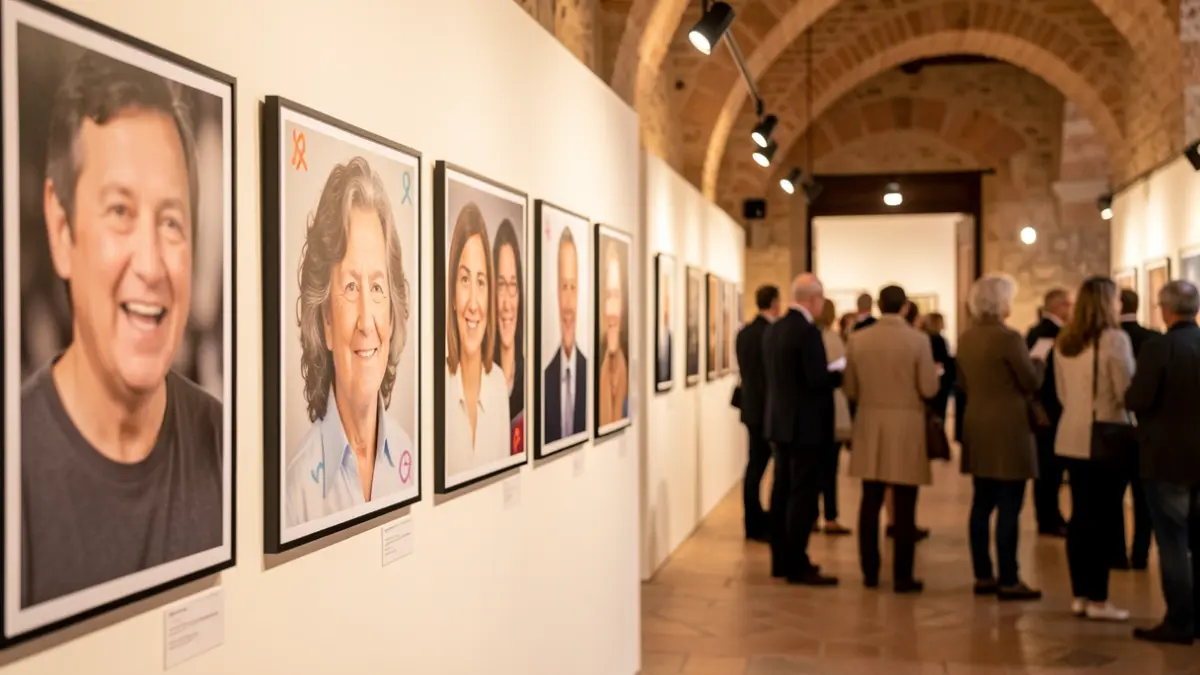 Imatge genèrica d'una exposició fotogràfica amb retrats.