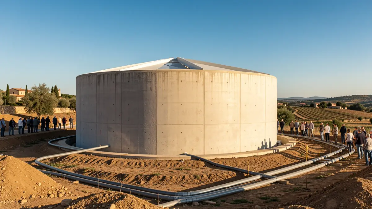Construction of a new water tank in L'Ampolla.
