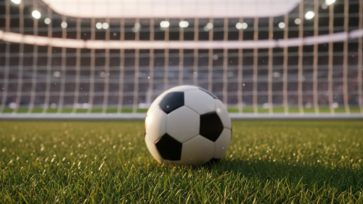 Generic image of a soccer ball on stadium grass.