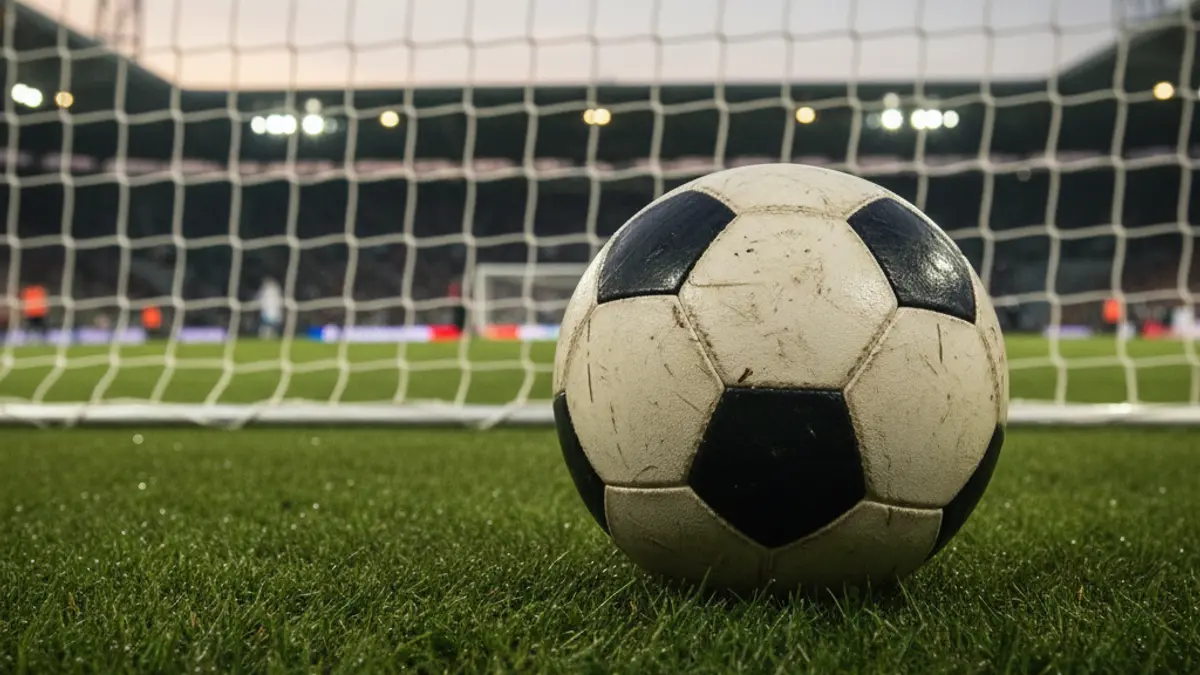 Generic image of a soccer ball on a field.
