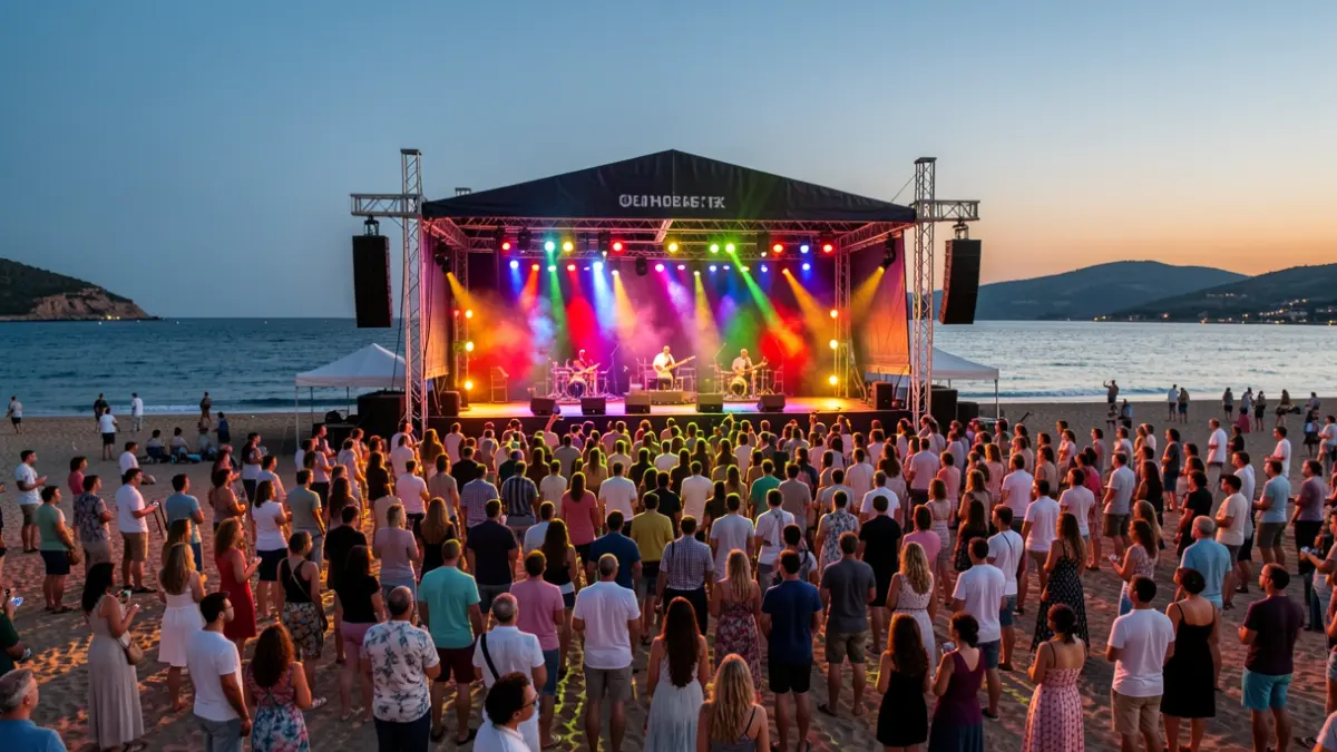 Imatge genèrica d'un festival de música a la platja al capvespre.