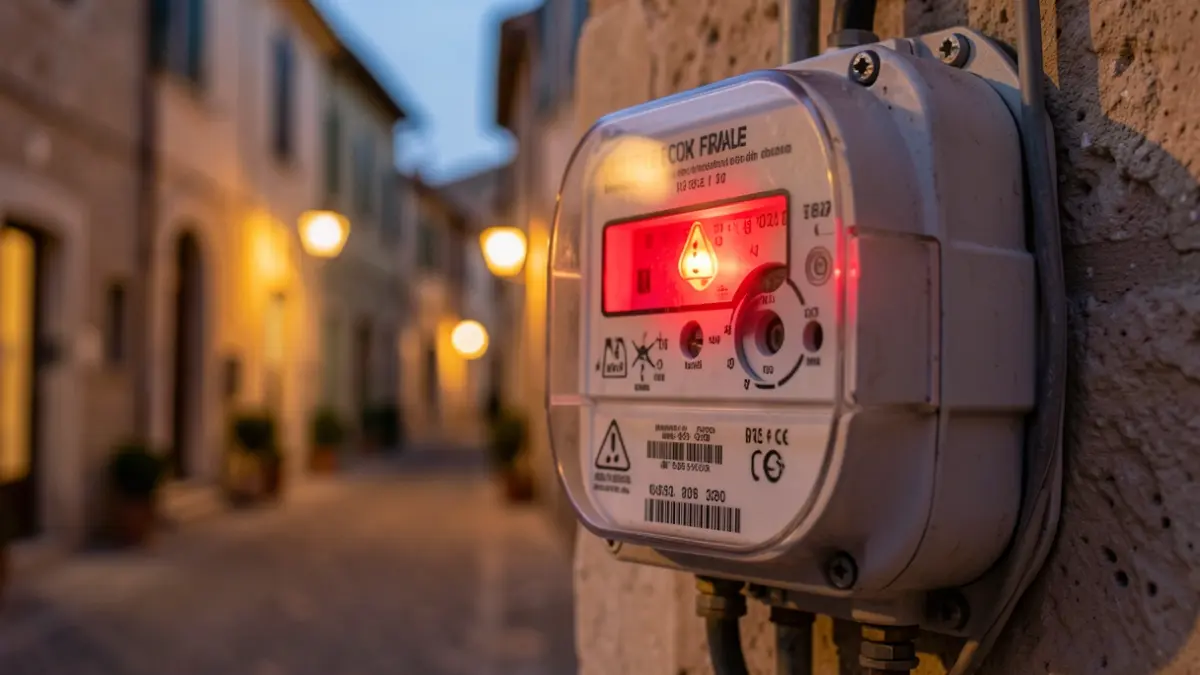Generic image of an electric meter with a fraud warning.