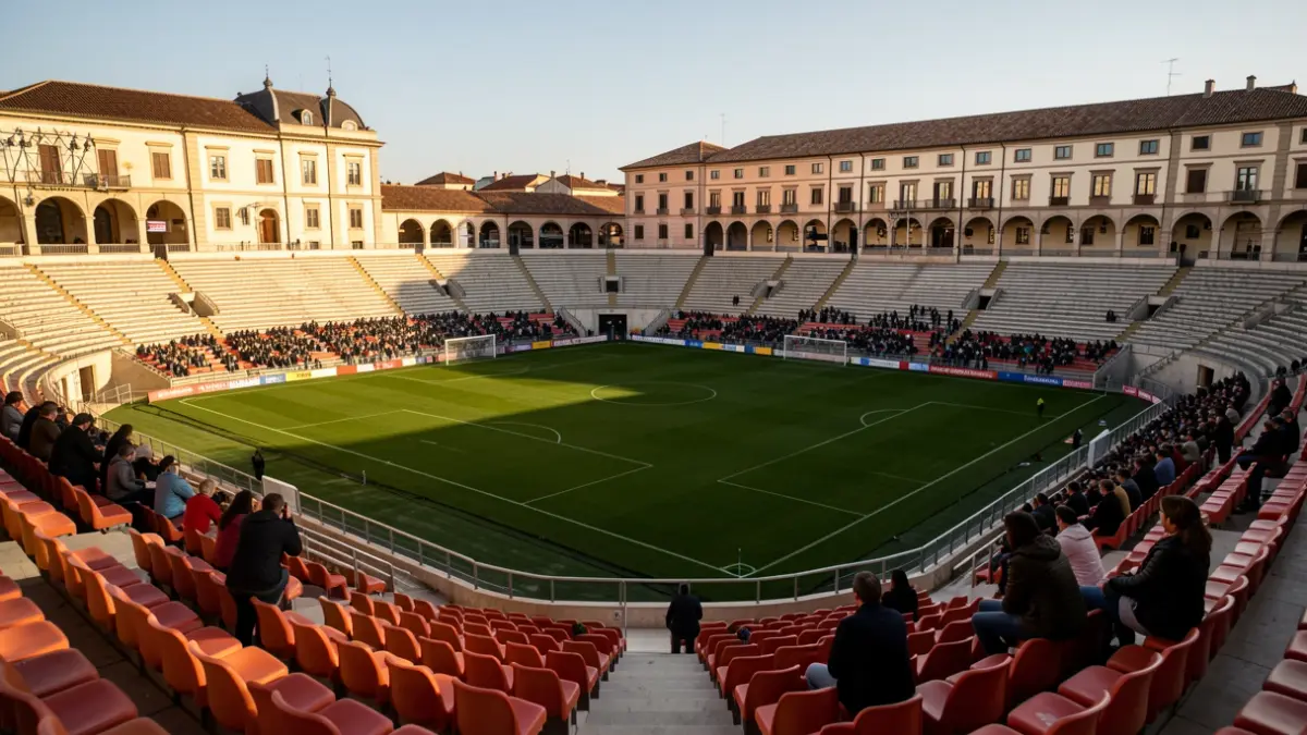 Generic image of an empty football stadium in Girona.