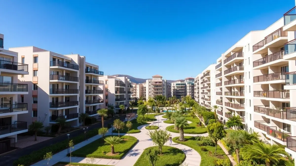 Imatge d'edificis residencials moderns amb zones verdes a Calafell.