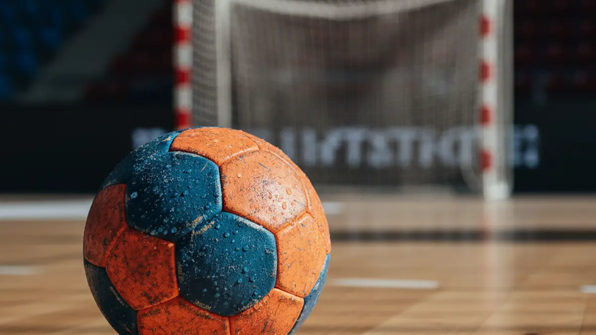Imatge genèrica d'una pilota d'handbol en una pista.