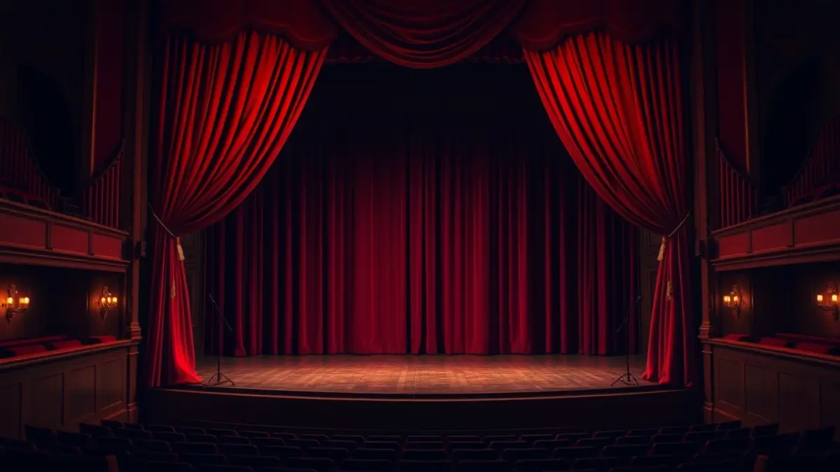 Generic image of an opera stage with red velvet curtains.