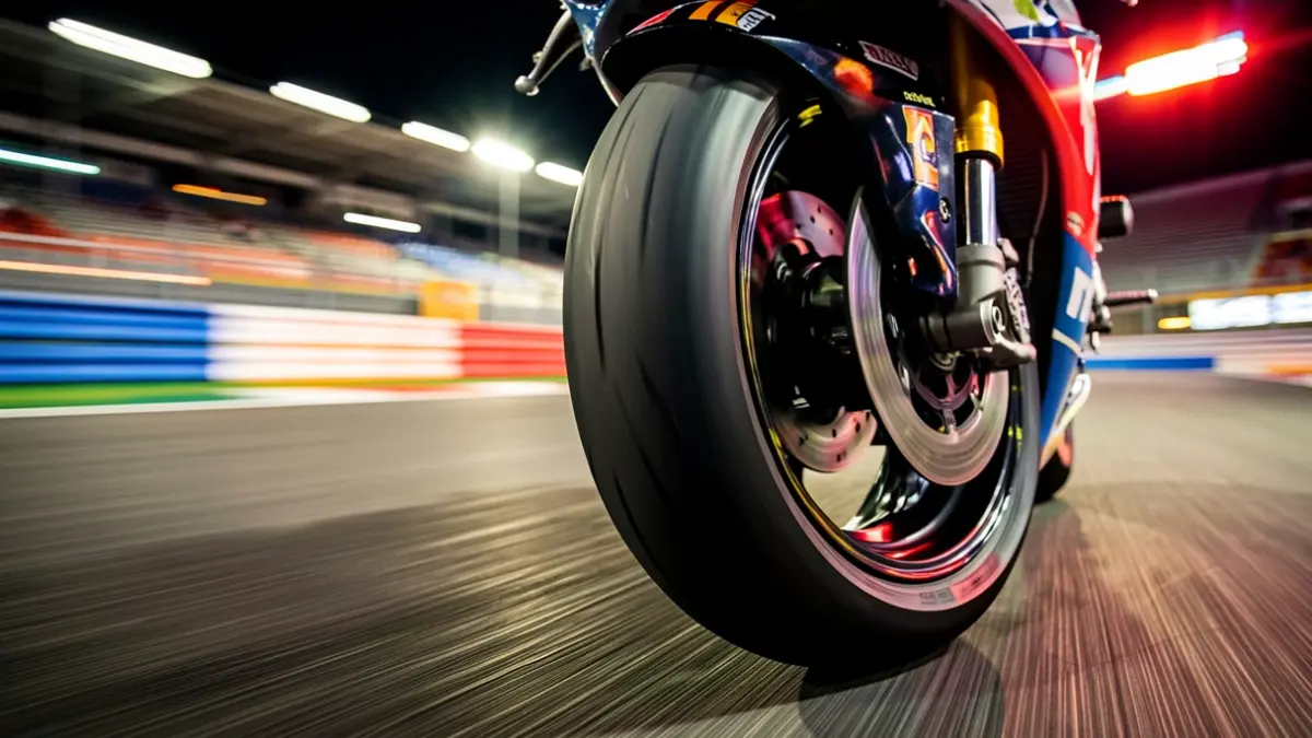 Generic image of a racing tire on a circuit track.