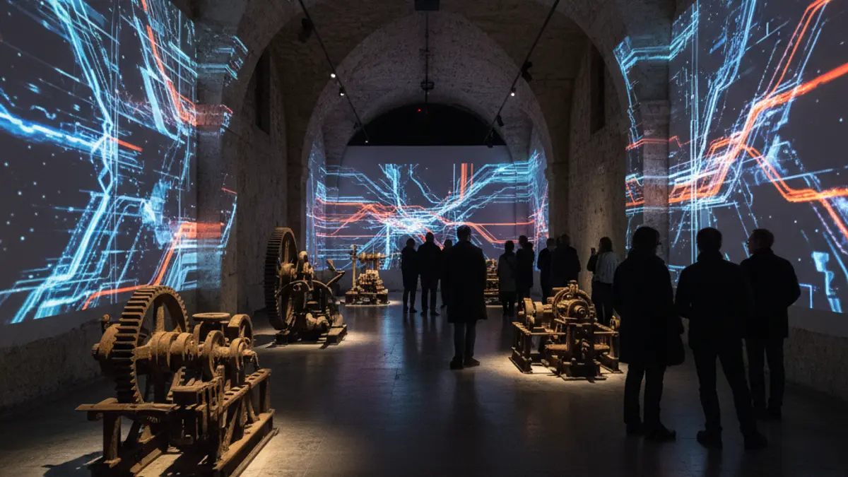 Image of a digital art exhibition in an industrial museum.