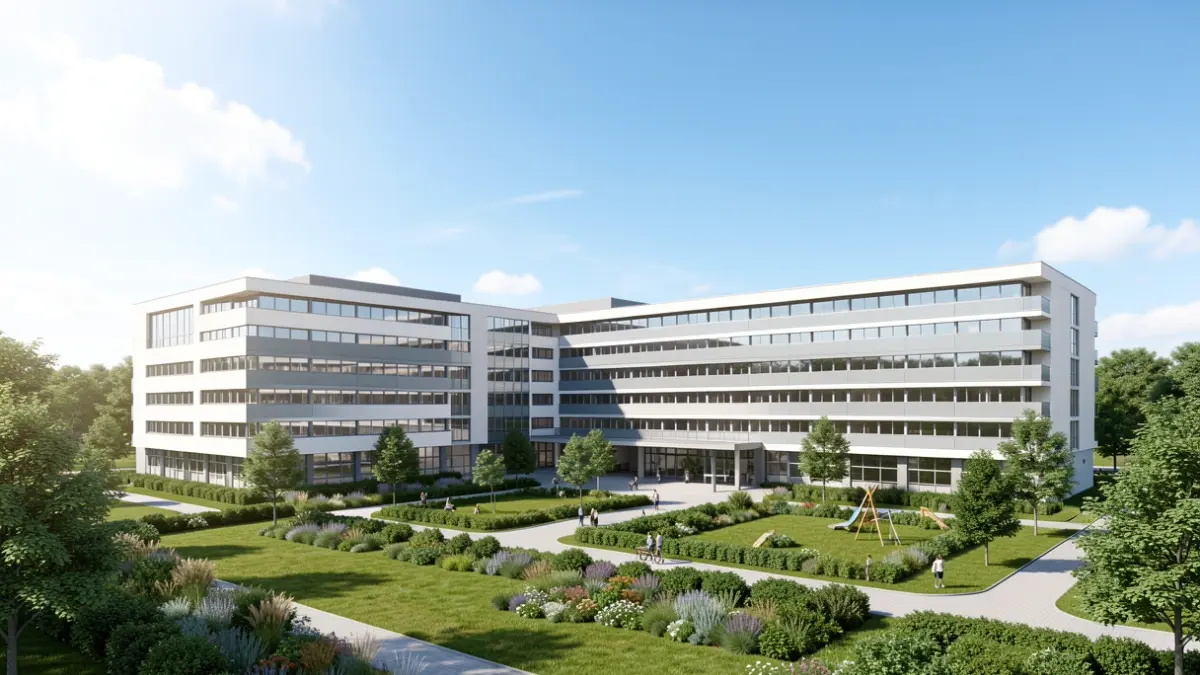 Generic image of a future modern hospital campus.