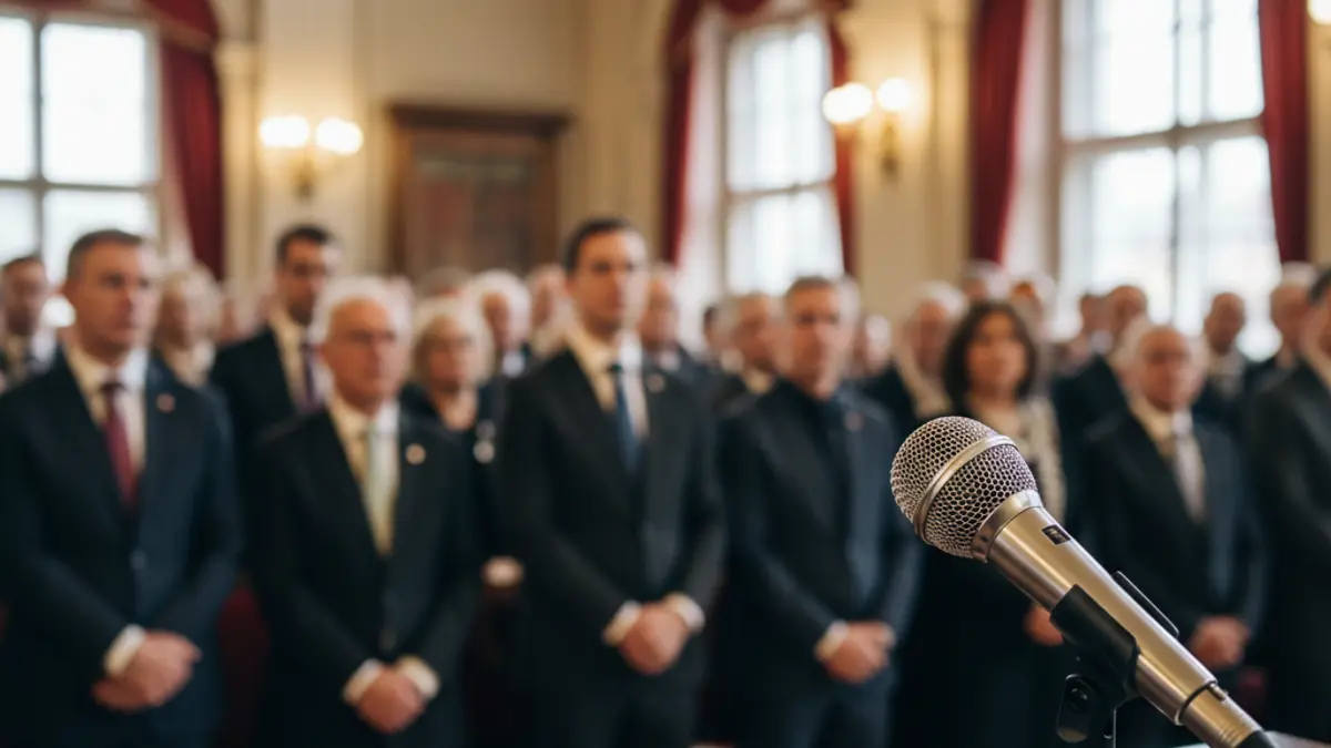Imatge genèrica d'un micròfon en un faristol, simbolitzant una convocatòria pública.