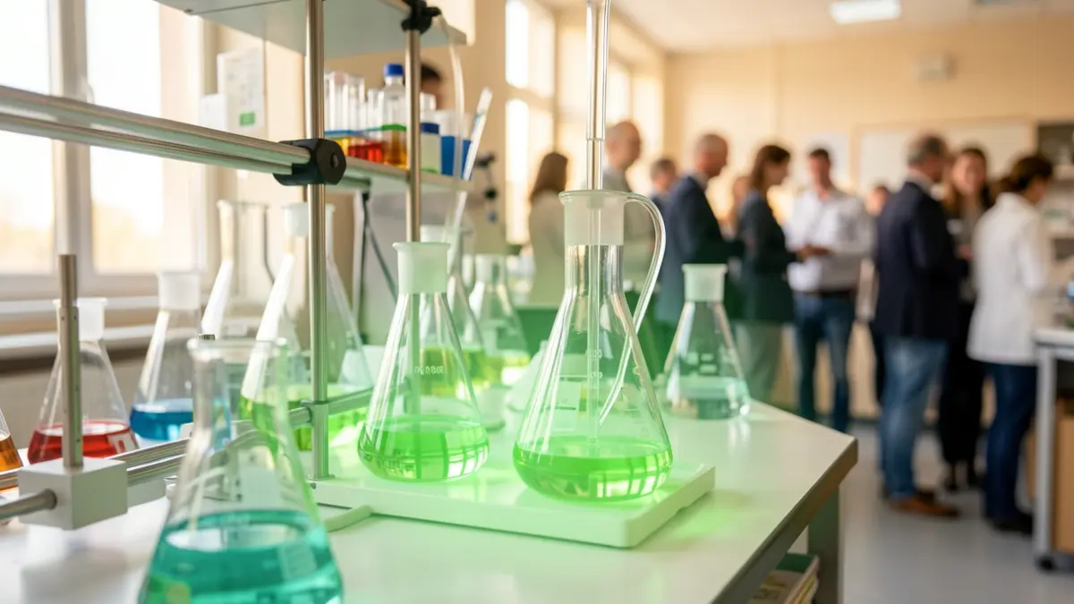 Generic image of laboratory equipment with a green hue symbolizing sustainability.