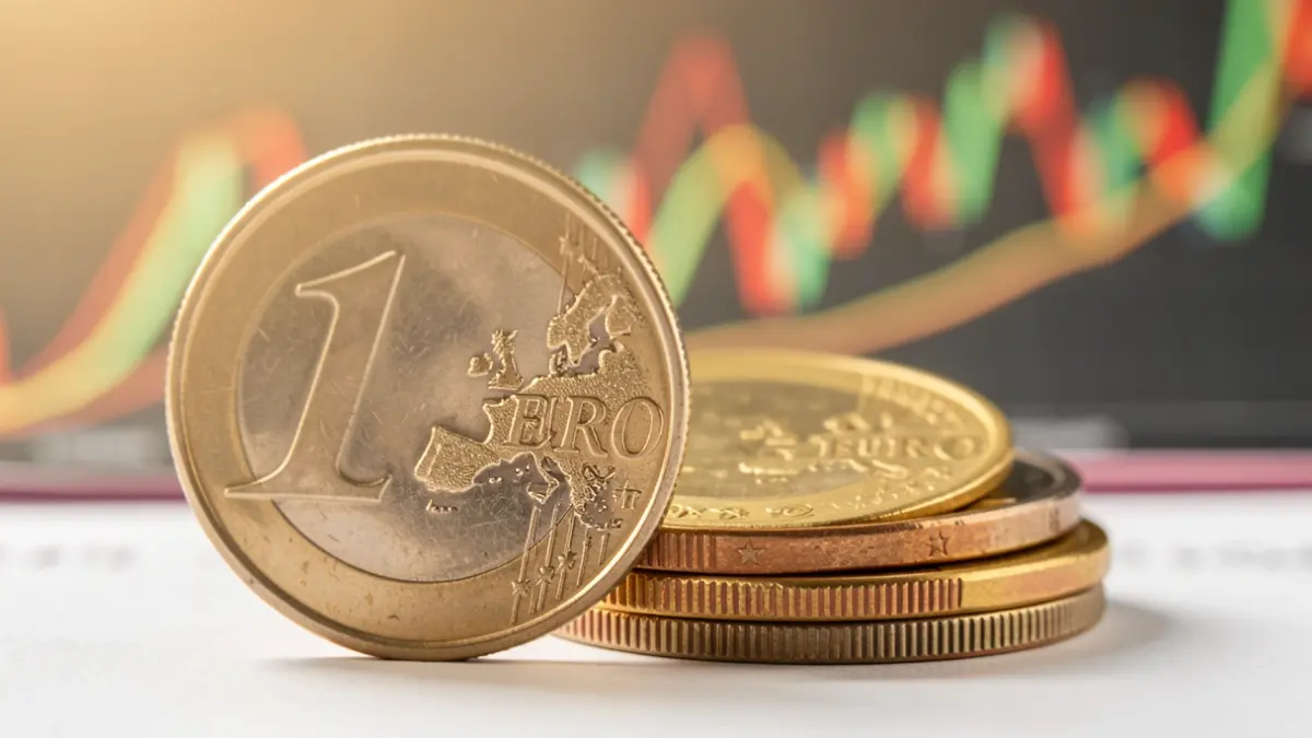 Imagen genérica de monedas de euro y un gráfico financiero.