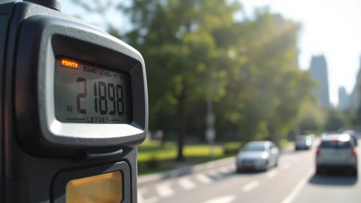 Decibel meter in a noisy urban environment