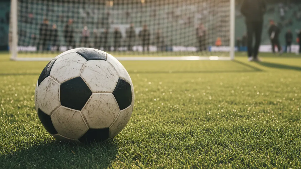 Generic image of a soccer ball on a green field.