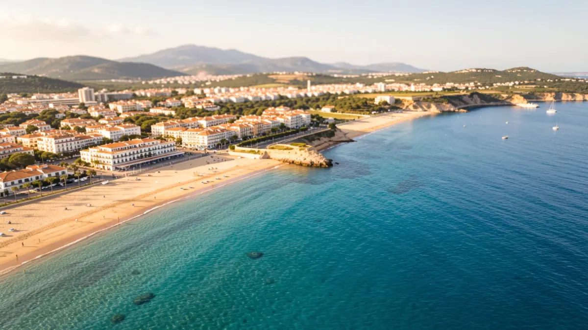 Vista aèria de la costa de Tarragona amb el mar Mediterrani.