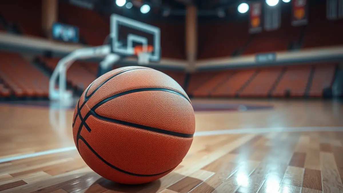 Imagen genérica de un balón de baloncesto en una cancha.