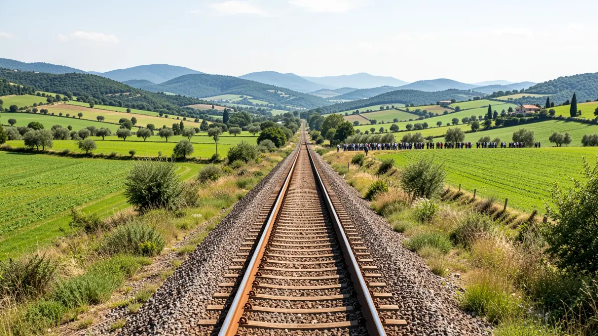 Generic image of railway tracks in a Mediterranean landscape.