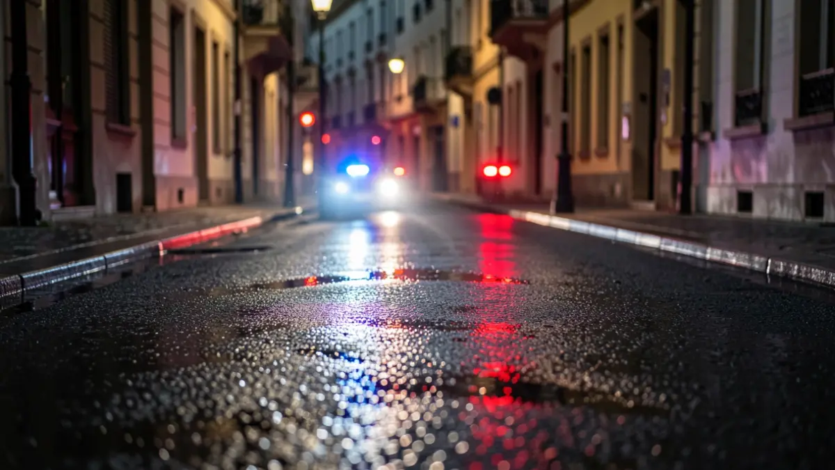 Imagen de ilustración con luces de emergencia en un entorno urbano.