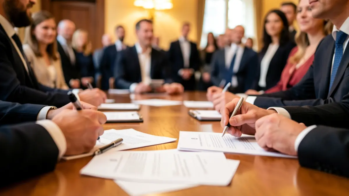 Generic image of a negotiation table with documents.
