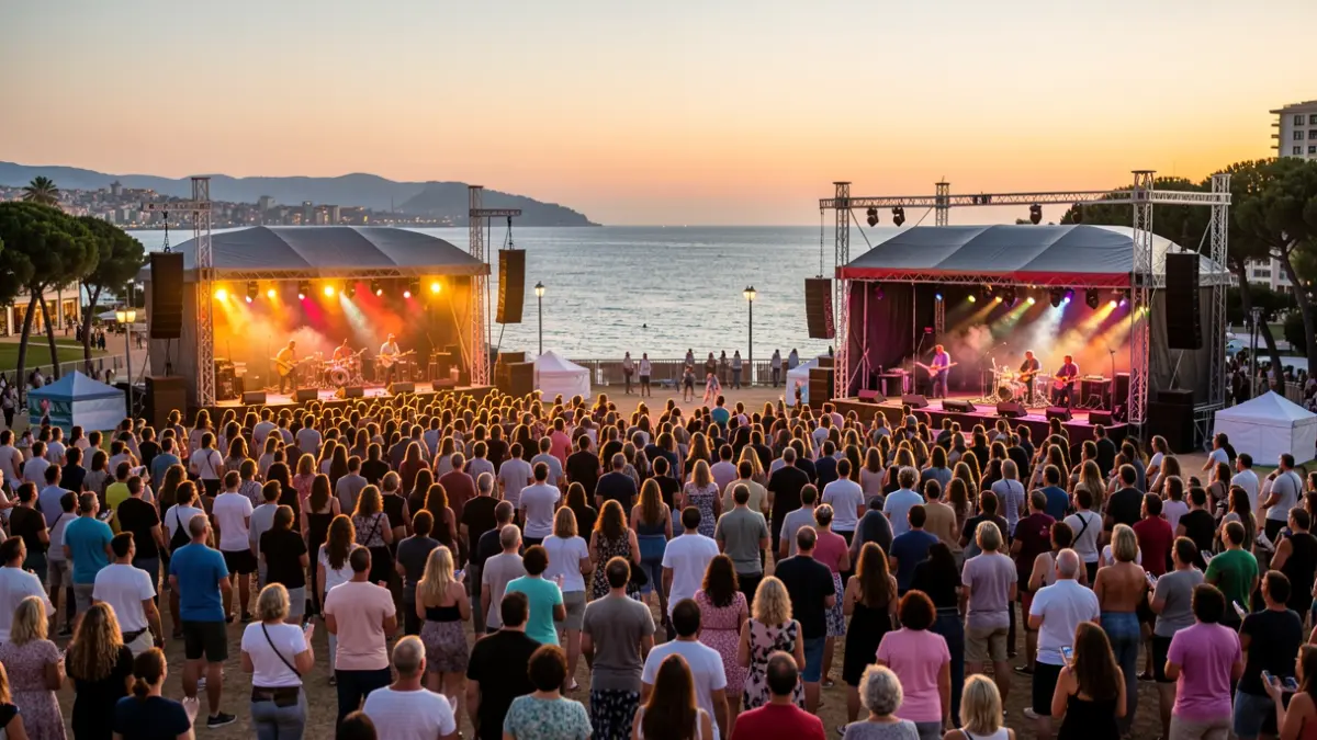 Generic image of a music festival in Barcelona with a crowd and stages.