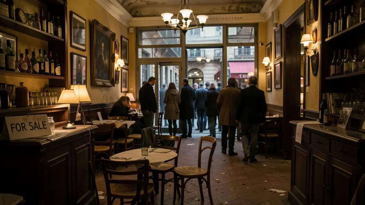 Generic image of a historic restaurant in Barcelona's Raval district showing signs of struggle.