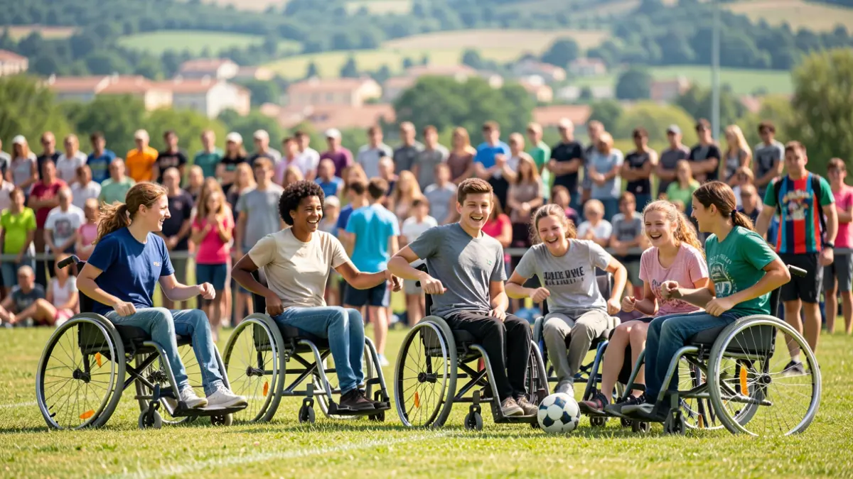 Imatge genèrica de jugadors de futbol inclusiu celebrant un gol.