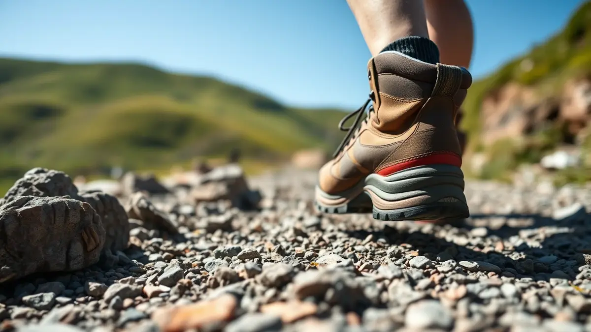 Generic image of hiking boots on a mountain trail.