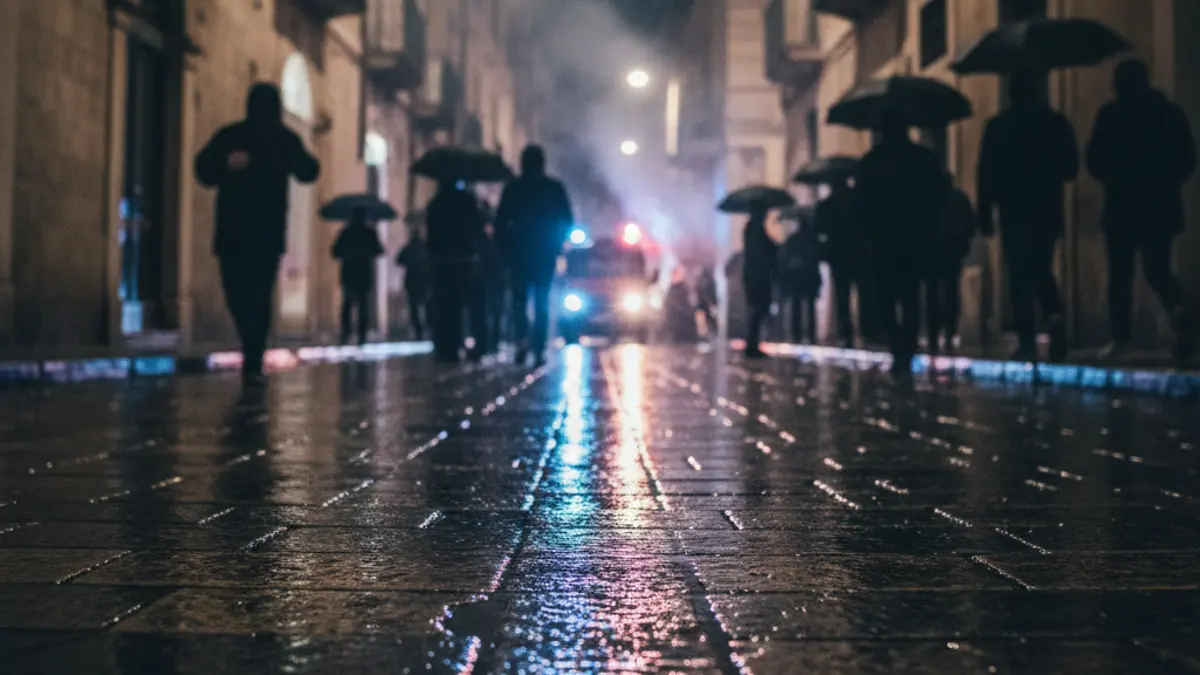 Imagen genérica de luces de emergencia en una ciudad mediterránea de noche.
