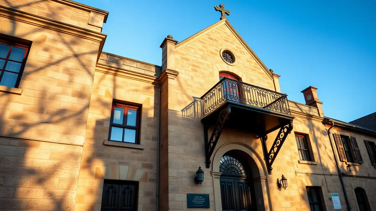 Fachada del Ayuntamiento de Girona con balcones de hierro forjado bajo la luz del sol de la tarde.