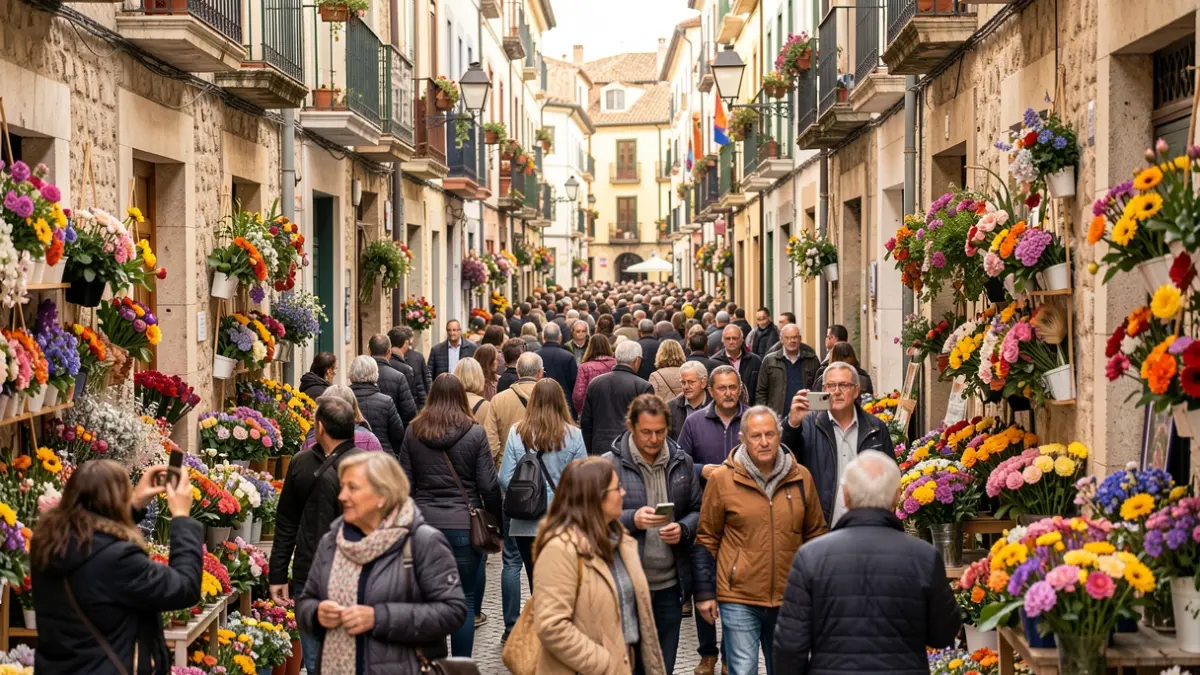 Gentada al carrer durant la mostra floral Temps de Flors a Girona.