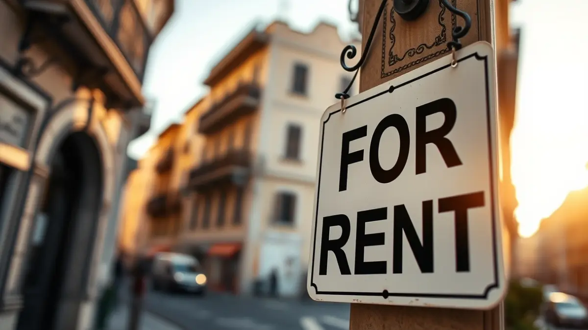 Imagen genérica de un cartel de 'Se Alquila' en un edificio de Barcelona, simbolizando la escasez de vivienda.