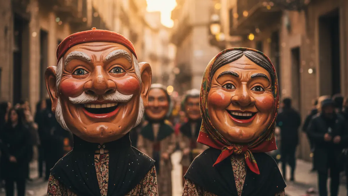 Image of Catalan popular culture figures at a major festival.