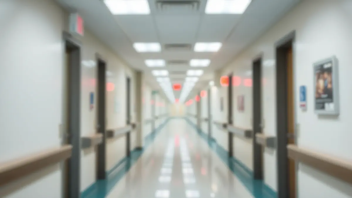 Imatge genèrica d'un passadís d'hospital, amb llums suaus i estèrils.