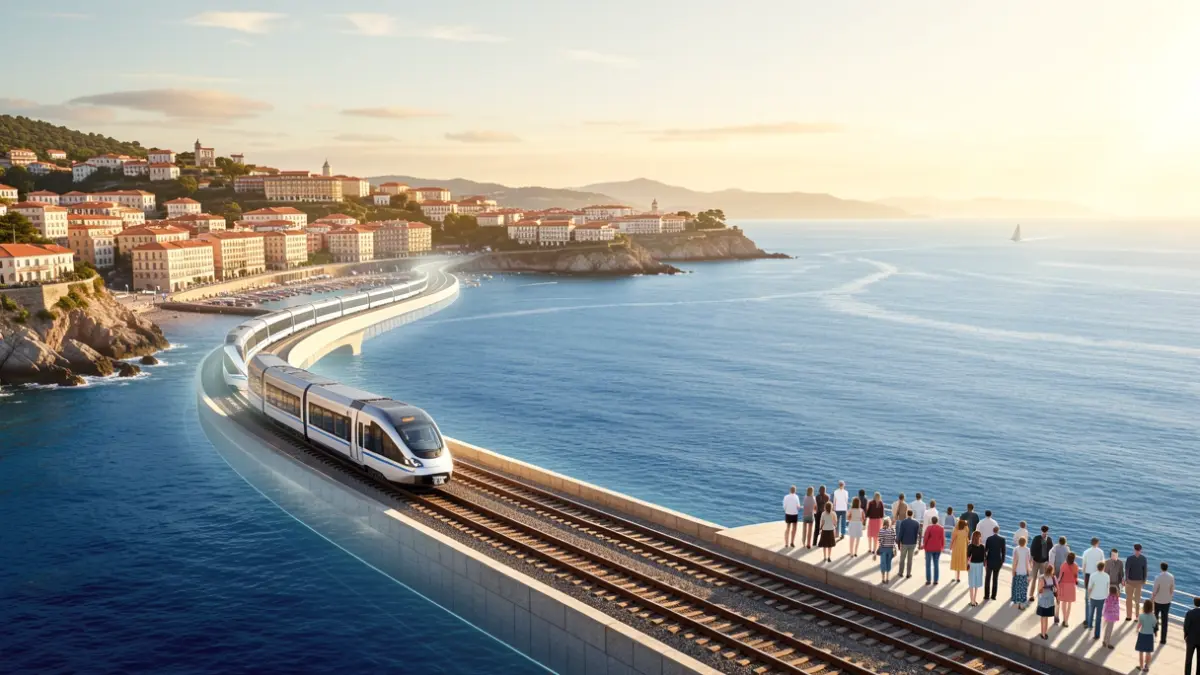Imatge genèrica d'una nova línia de tren orbital connectant pobles costaners a Catalunya.