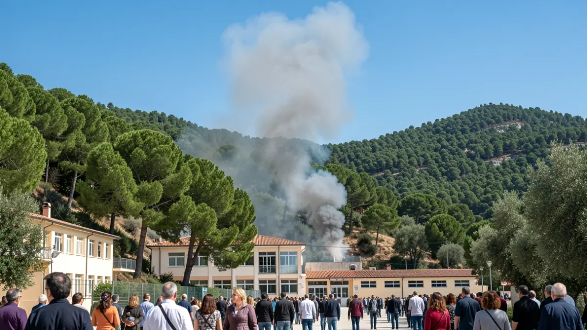 Imatge genèrica de fum d'un incendi prop d'un centre educatiu.