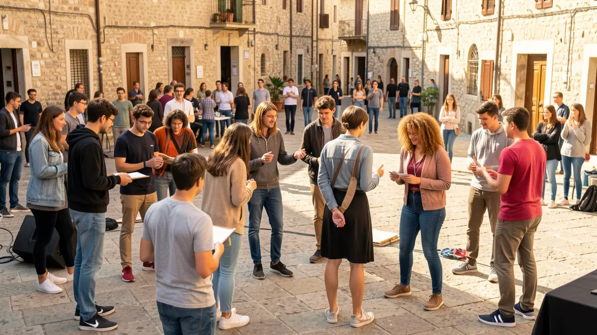 Joves europeus participant en un taller de teatre a Terrassa.