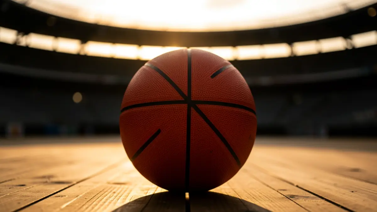 Generic image of a basketball on a court.