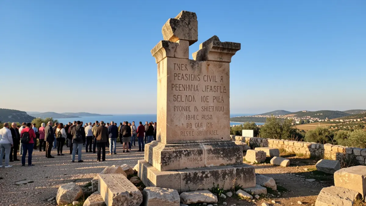 Detail of a Francoist monument in Tortosa being dismantled.