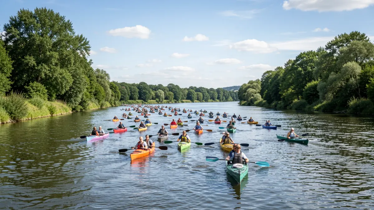 Generic image of people kayaking on a river as a protest action.