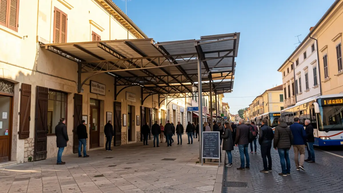 Generic image of the exterior of a bus station with a repaired canopy.