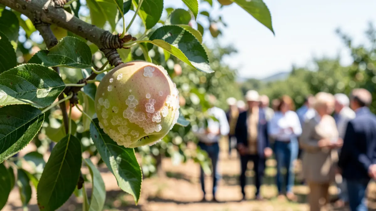 Imatge genèrica de fruita afectada per una calamarsada en un camp de conreu.