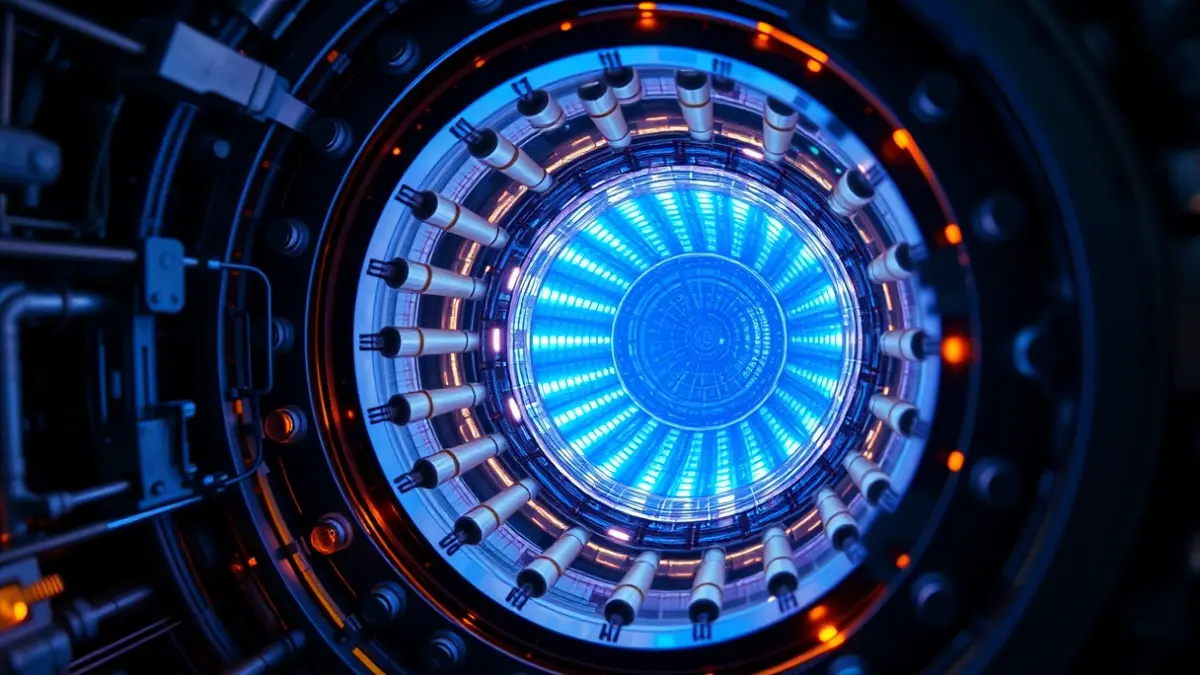 Imatge d'un nucli de reactor nuclear amb barres de combustible.