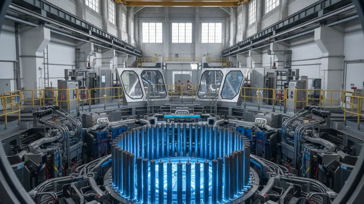 Image of nuclear reactor fuel elements during a refueling.