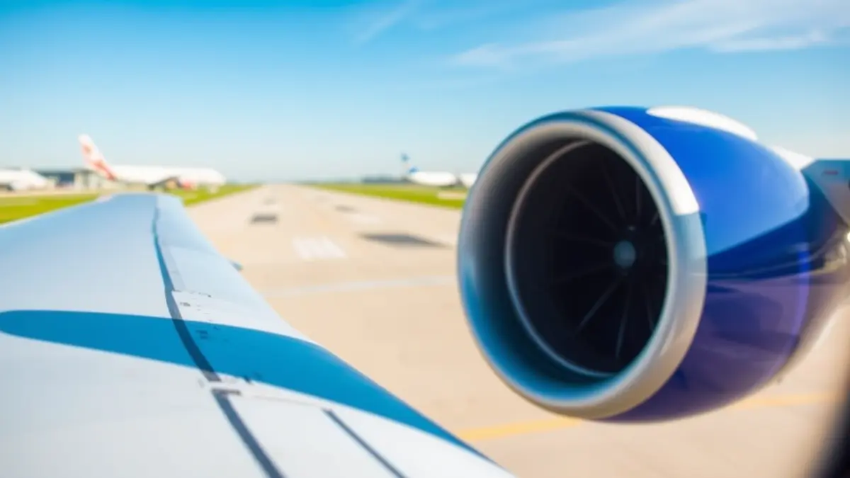 Imagen genérica de un avión en una pista de aterrizaje, simbolizando el transporte aéreo y el combustible.
