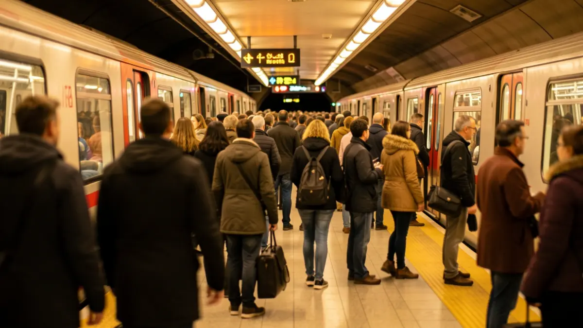 Imatge genèrica d'una estació de metro plena de gent a Barcelona.