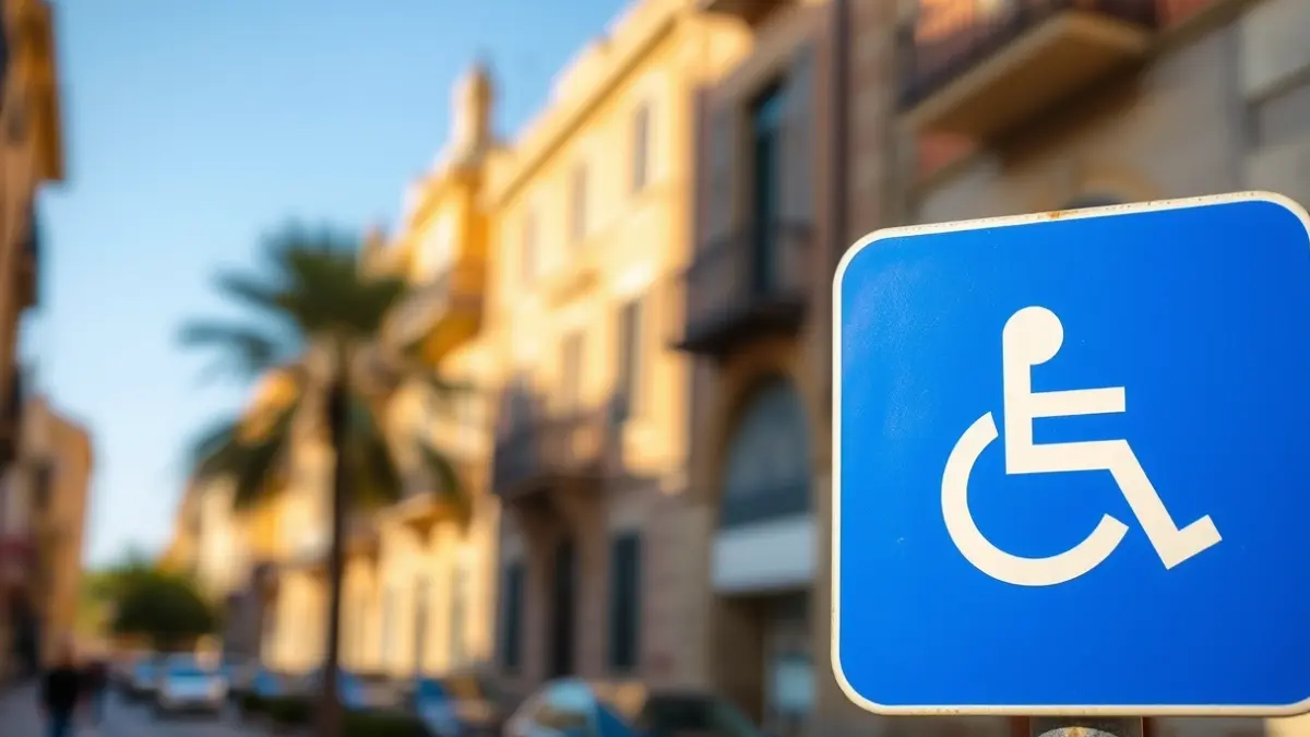 Traffic sign indicating a reserved parking space for people with reduced mobility.