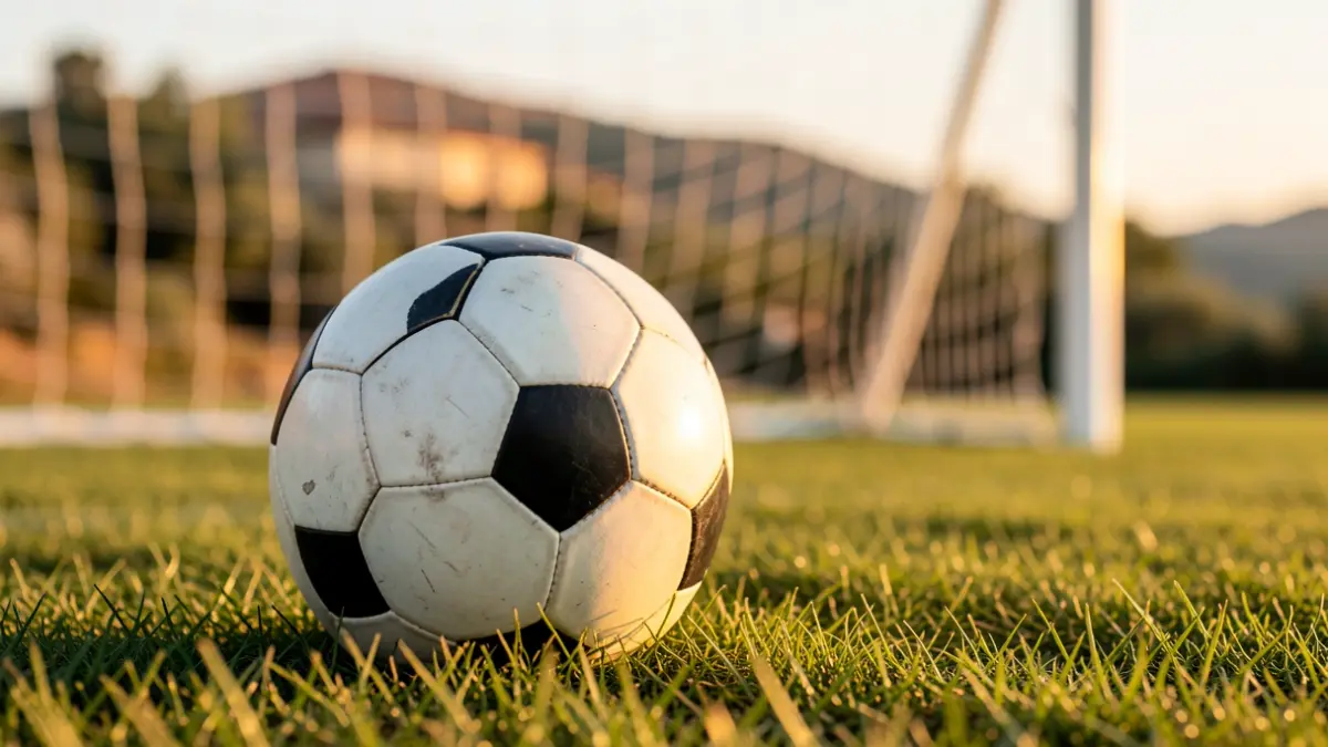 Generic image of football with a ball on the grass.