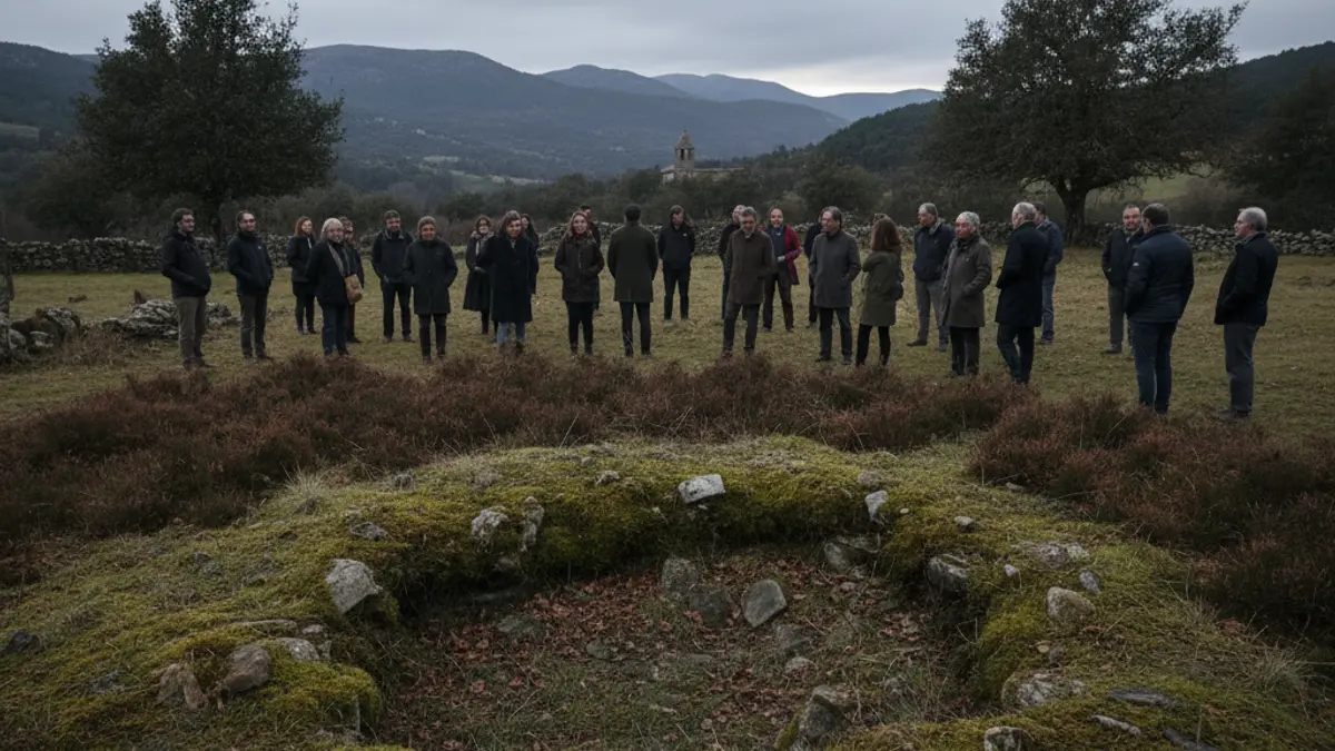 Imatge d'un paisatge rural amb un terreny alterat, suggerint un lloc de memòria històrica.
