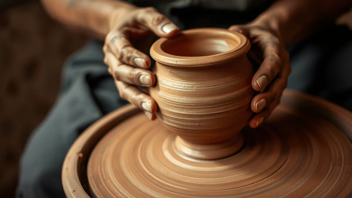 Generic image of an artisan working with clay on a potter's wheel.