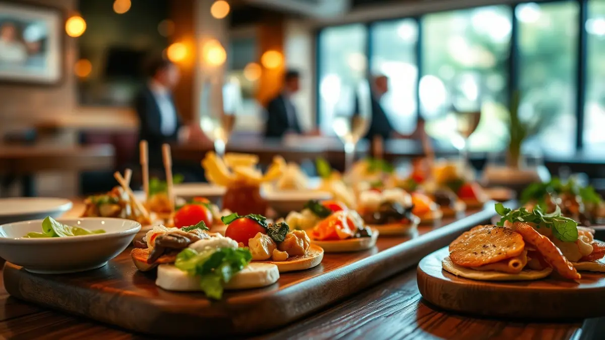 Imagen genérica de tapas variadas en una mesa de madera.